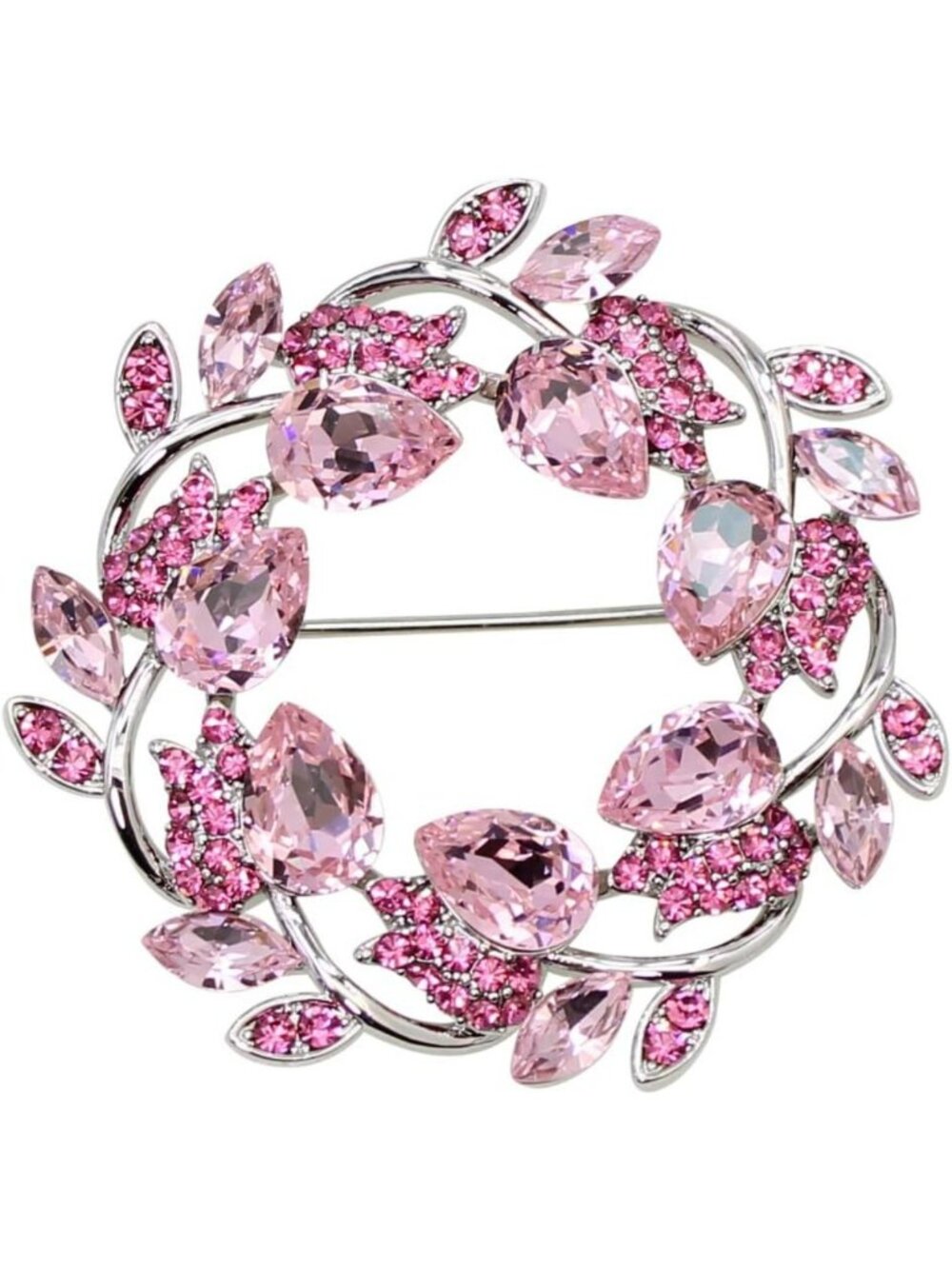 Stunning Rhinestone Floral Wreath Brooch Pin - Elegant Crystal Jewelry Accessory